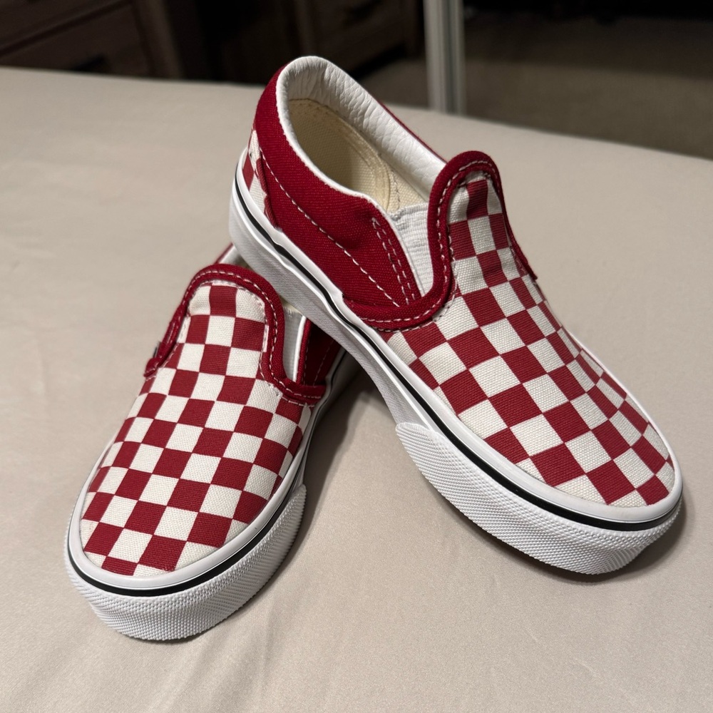 Vans Kids Red and White Checkered Sneakers